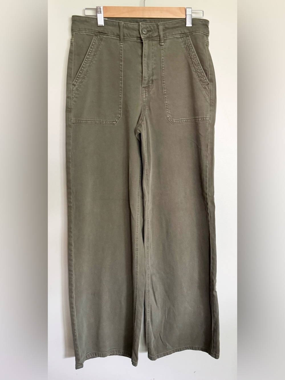 American Eagle Super High Rise Baggy Wide Leg Pants Olive Green Women’s 6